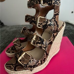 Shoe Dazzle Multi-Strap Snakeskin Espadrilles